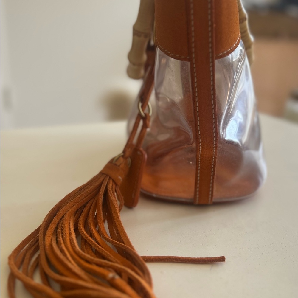 Miu Miu Clear PVC Tote with Orange Suede Trim and Bamboo Handles - Picture 5 of 14
